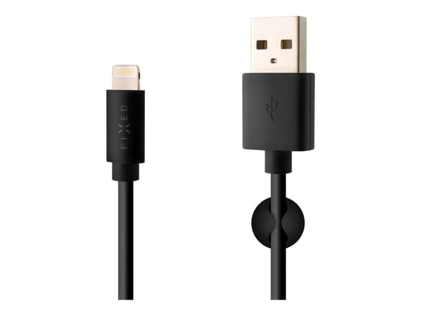 Kiinteä data- ja latauskaapeli, USB-A -> Lightning (MFI), 20 W, 1 m pitkä, musta