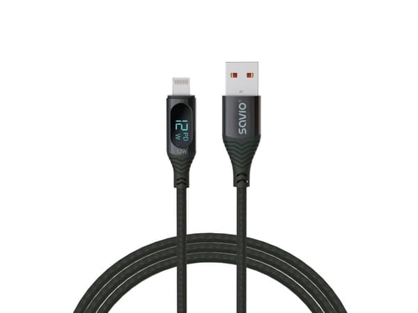 Savio USB - Lightning cable with display CL-173 1 m black, 1 m, Lightning, USB A, Hane/Hona, Hane/Hona, Svart