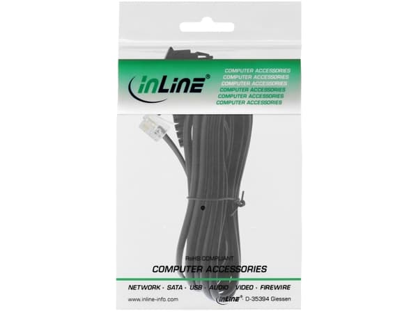 InLine TAE-F - RJ11 10m, 10 m, TAE-F, RJ11, Sort, Hanstik, Hanstik