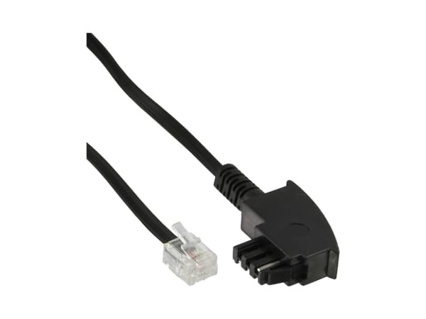 InLine TAE-F - RJ11 10m, 10 m, TAE-F, RJ11, Sort, Hanstik, Hanstik