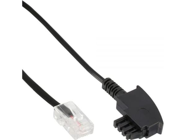 InLine TAE-F 10m, 10 m, TAE-F, RJ45, Sort, Hanstik, Hanstik