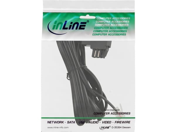 InLine TAE-N - RJ12 6m, 6 m, TAE-N, RJ12, Sort, Hanstik, Hanstik