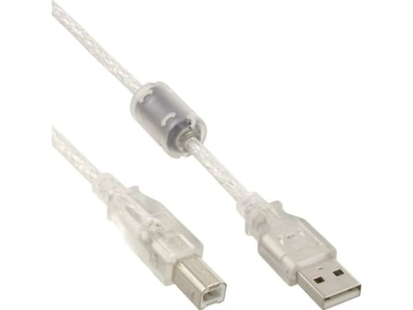 InLine 34535, 3 m, USB A, USB B, Hankjønn/hankjønn, 0,48 Gbit/s, Gjennomsiktig