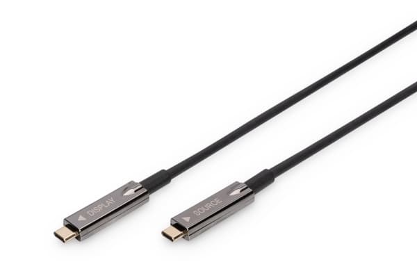 DIGITUS - USB-kabel - 24 pin USB-C (hann) til 24 pin USB-C (hann) - DisplayPort 1.2 - 20 m - Active Optical Cable (AOC), 4K 60Hz støtte, 1920 x 1080