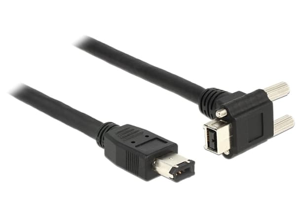 Delock - Datakabel - Firewire IEEE1394 (i.LINK) - 6 pin FireWire hane till FireWire 800 hane - 2 m - svart - 90° kontakt