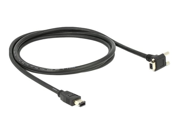 Delock - Datakabel - Firewire IEEE1394 (i.LINK) - 6 pin FireWire hann til FireWire 800 hann - 2 m - svart - 90°-kontakt