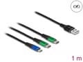 Miniatyrbild 3 av 4: Delock - USB-kabel - USB (endast ström) (hane) till Mikro-USB typ B (endast ström), USB-C (enbart ström) (hane) - 5 V - 3 A - 1 m - svart