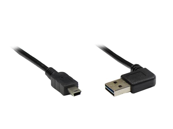 Alcasa 3310-EU02W, 2 m, USB A, Mini-USB B, USB 2.0, Hane/Female, Svart