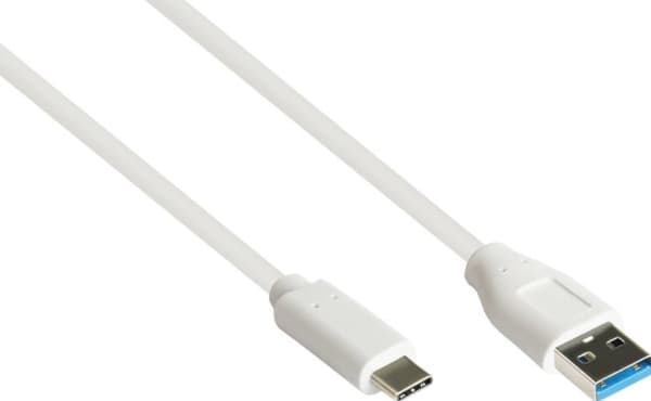 Alcasa 2831-AC005W, 0,5 m, USB A, USB C, USB 3.2 Gen 2 (3.1 Gen 2), 10000 Mbit/s, Vit