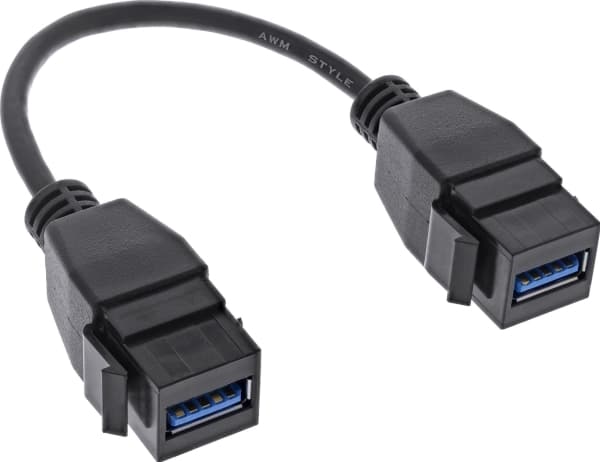 InLine 76206D, 0,2 m, USB A, USB A, USB 3.2 Gen 1 (3.1 Gen 1), Sort
