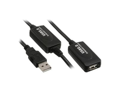 Kindermann 5771000115, 15 m, USB A, USB A, USB 2.0, Hane/Hona, Svart