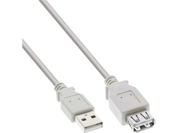 InLine 34650X, 0,5 m, USB A, USB A, USB 2.0, uros-/naarasliitin, Beige