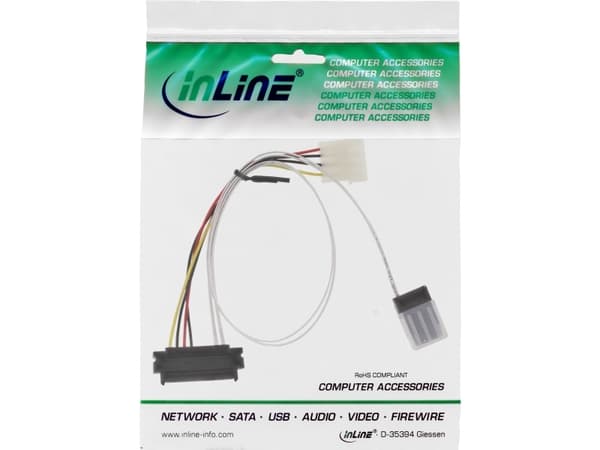 InLine 27622A, 0,75 m, Mini SAS SFF-8087 male, SFF-8482 + Power, Rak, Rak, Multifärg