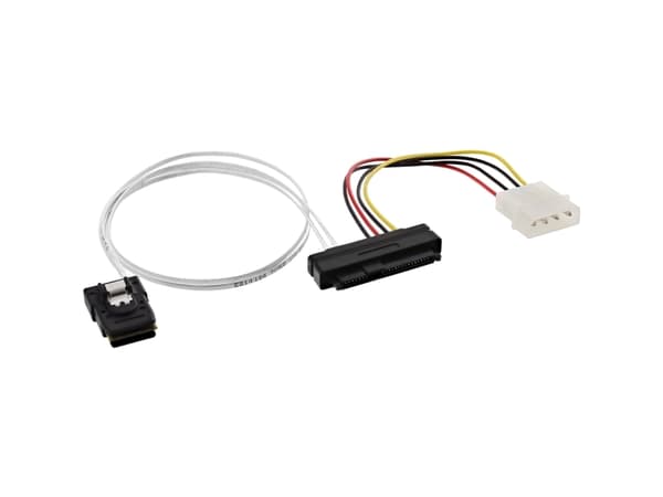 InLine 27622A, 0,75 m, Mini SAS SFF-8087 male, SFF-8482 + Power, Rak, Rak, Multifärg