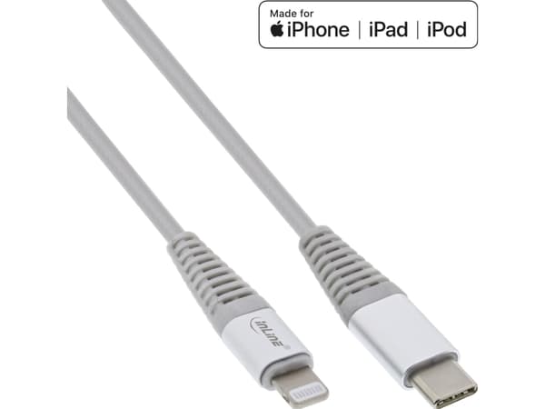 InLine 31450A, 1 m, Lightning, USB C, Uros, Uros, Hopea