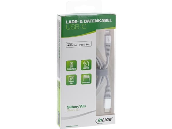 InLine 31450A, 1 m, Lightning, USB C, Uros, Uros, Hopea
