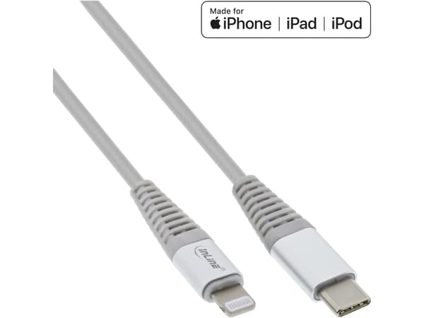 InLine 31450A, 1 m, Lightning, USB C, Uros, Uros, Hopea