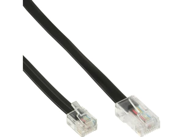 InLine 18648, 10 m, RJ45, RJ12, Svart, Hankontakt, Hankontakt
