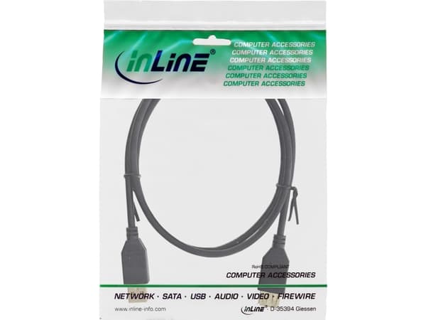 InLine 34615S, 1,5 m, USB A, USB A, USB 2.0, Svart