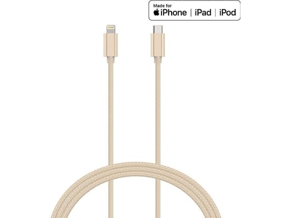 Kanex DuraBraid Premium - Lightning-kabel - 24 pin USB-C hann til Lightning hann - 1.2 m - gull - Power Delivery-støtte