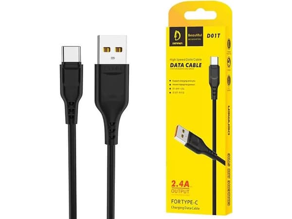 Denmen USB-A - USB-C 1 m USB-kaapeli Musta (29349)