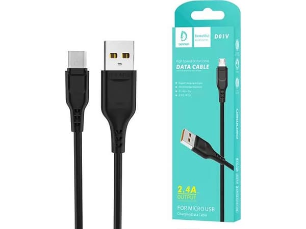 Denmen USB-A - microUSB-kabel 1 m Svart (29348)