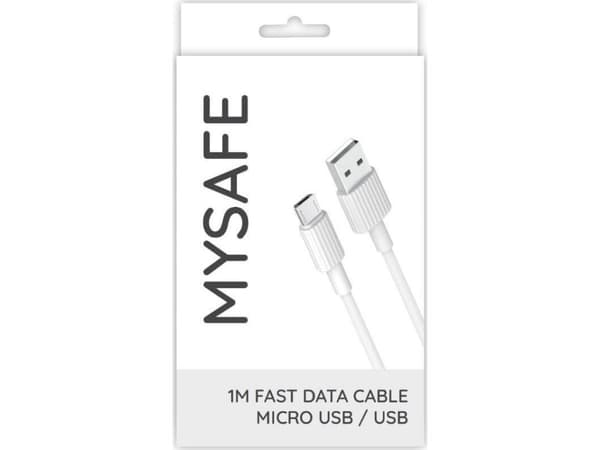 Mysafe USB-A - microUSB-kabel 1 m vit (5904208506065)