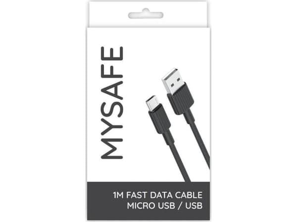 Mysafe USB-A - microUSB-kabel 1 m svart (5904208506034)