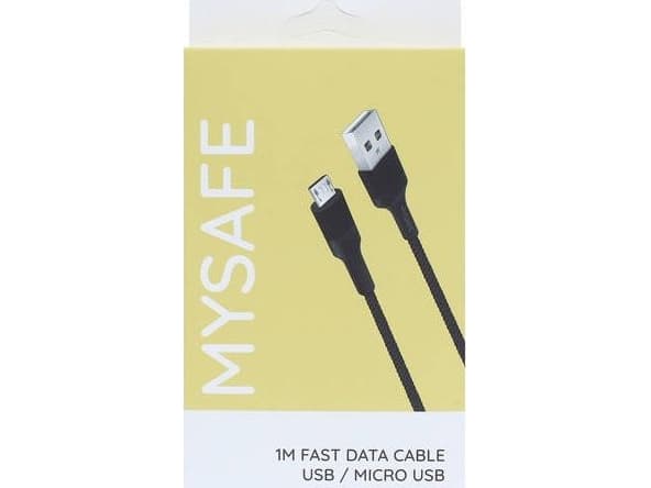 Mysafe USB-A - microUSB-kabel 1 m Svart (5904208500773)