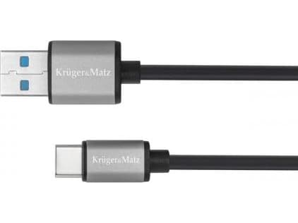 Kruger & Matz USB-A - USB-C USB cable 1 m Black (KM1244)