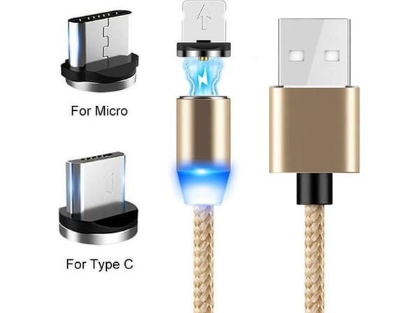 Kabel USB Prolink USB-A - USB-C + microUSB + Lightning 1 m Złoty (023342)