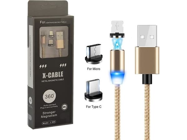 Kabel USB Prolink USB-A - USB-C + microUSB + Lightning 1 m Złoty (023342)