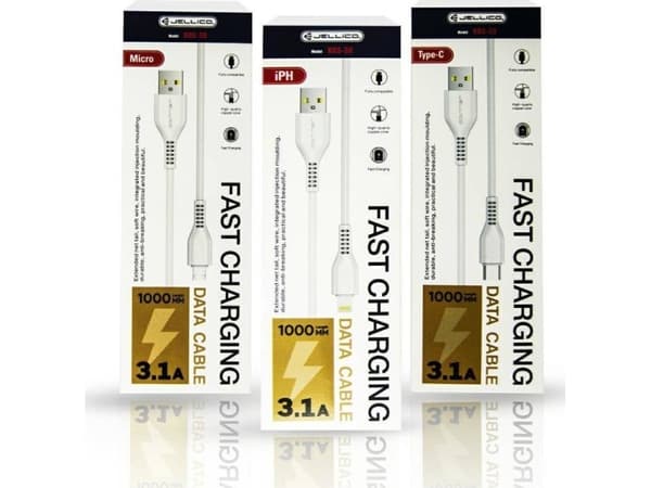 Jellico USB-A - microUSB-kabel 1 m vit (6972310641201)