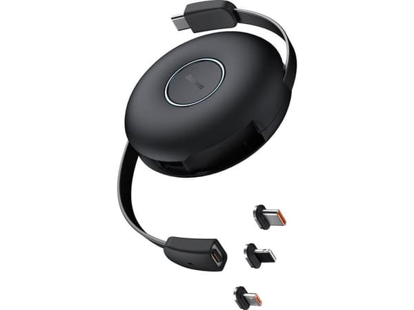 Kabel USB-C plugg - magnetiske tips USB C, IP Lightning, Micro-USB, 1 m, med roterende boks svart BASEUS (CAMLC-01)