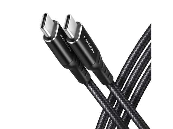 AXAGON BUCM-CM10AB USB-C zu USB-C 2.0 kaapeli, 1m, PD 60W, 3A, geflochten - musta