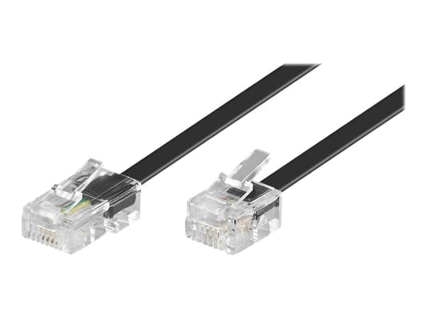 goobay Western cable - Telefon/nätverkskabel - RJ-11/RJ-14 (hane) till RJ-45 (hane) - 10 m - platt - svart