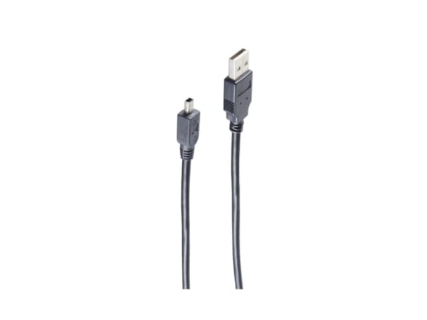 shiverpeaks BS77261, 1 m, USB A, Mini-USB B, USB 2.0, 0,48 Gbit/s, Grå