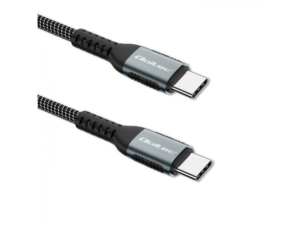 Qoltec - USB-kabel - 24 pin USB-C (hane) till 24 pin USB-C (hane) - USB 2.0 - 20 V - 5 A - 1 m - svart