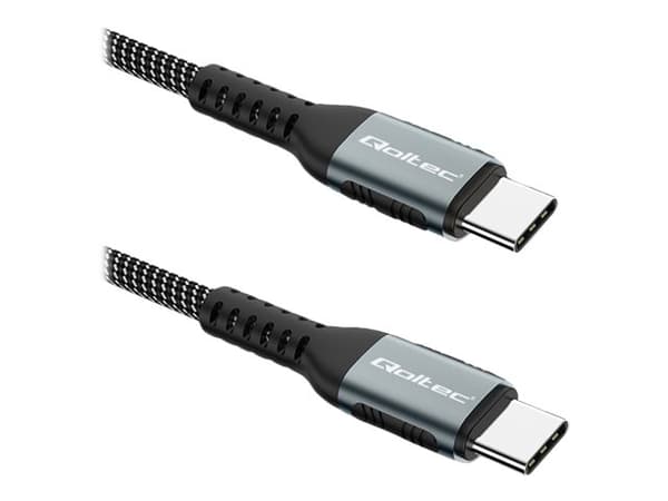Qoltec - USB-kabel - 24 pin USB-C (hane) till 24 pin USB-C (hane) - USB 2.0 - 20 V - 5 A - 1 m - svart