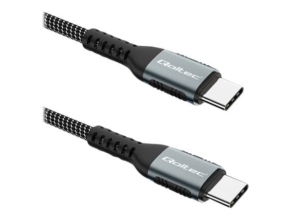 Qoltec - USB-kabel - 24 pin USB-C (hane) till 24 pin USB-C (hane) - USB 2.0 - 20 V - 5 A - 1.5 m - Stöd för Power Delivery 3.0, 100W Power Delivery p