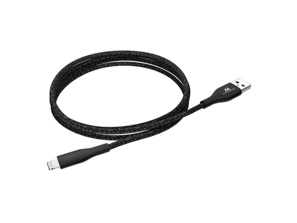 Maclean IOS MFi-kabel Lader Dataoverføring Hurtiglading USB 2.4A Svart 1m 5V 2.4A Nylon