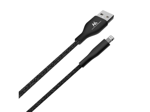 Maclean IOS MFi-kabel Lader Dataoverføring Hurtiglading USB 2.4A Svart 1m 5V 2.4A Nylon