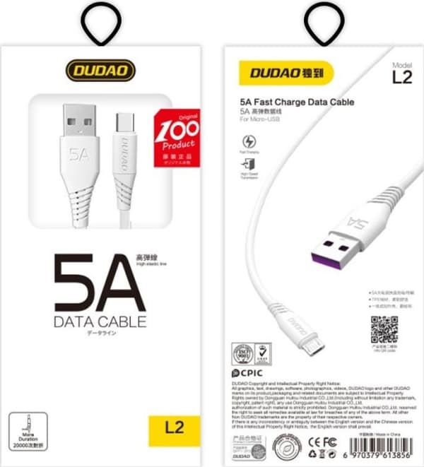 Dudao USB-A - 1 m USB-kabel Vit (52143)