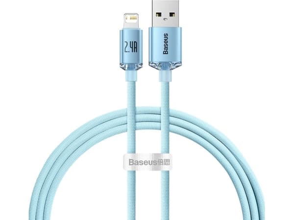 Baseus Crystal Shine Series USB - Lightning 2.4A 20W 1.2m blue cable (CAJY001103)