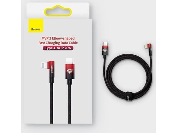 Baseus MVP 2 Elbow angled cable Power Delivery cable with side USB Type C/Lightning plug 1m 20W red (CAVP000220)