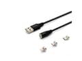 Miniatyrbilde 3 av 5: SAVIO CL-152 - Lade-/datakabelsett - USB hann til 24 pin USB-C, Micro-USB type B, Lightning hann avtakbar og magnetisk - 1 m - svart