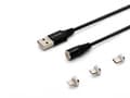 Miniatyrbilde 5 av 5: SAVIO CL-152 - Lade-/datakabelsett - USB hann til 24 pin USB-C, Micro-USB type B, Lightning hann avtakbar og magnetisk - 1 m - svart