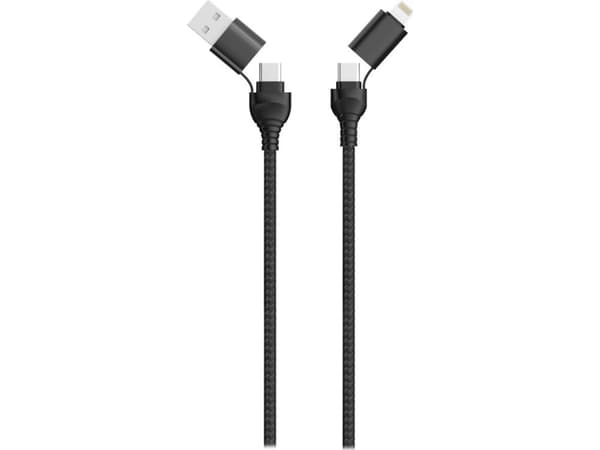 2GO 797369, 1,2 m, USB A/USB C, USB C/Lightning, Svart