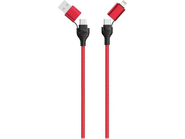 2GO 797370, 1,2 m, USB A/USB C, USB C/Lightning, Musta, Punainen