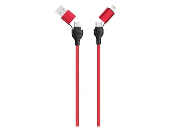 2GO 797370, 1,2 m, USB A/USB C, USB C/Lightning, Musta, Punainen